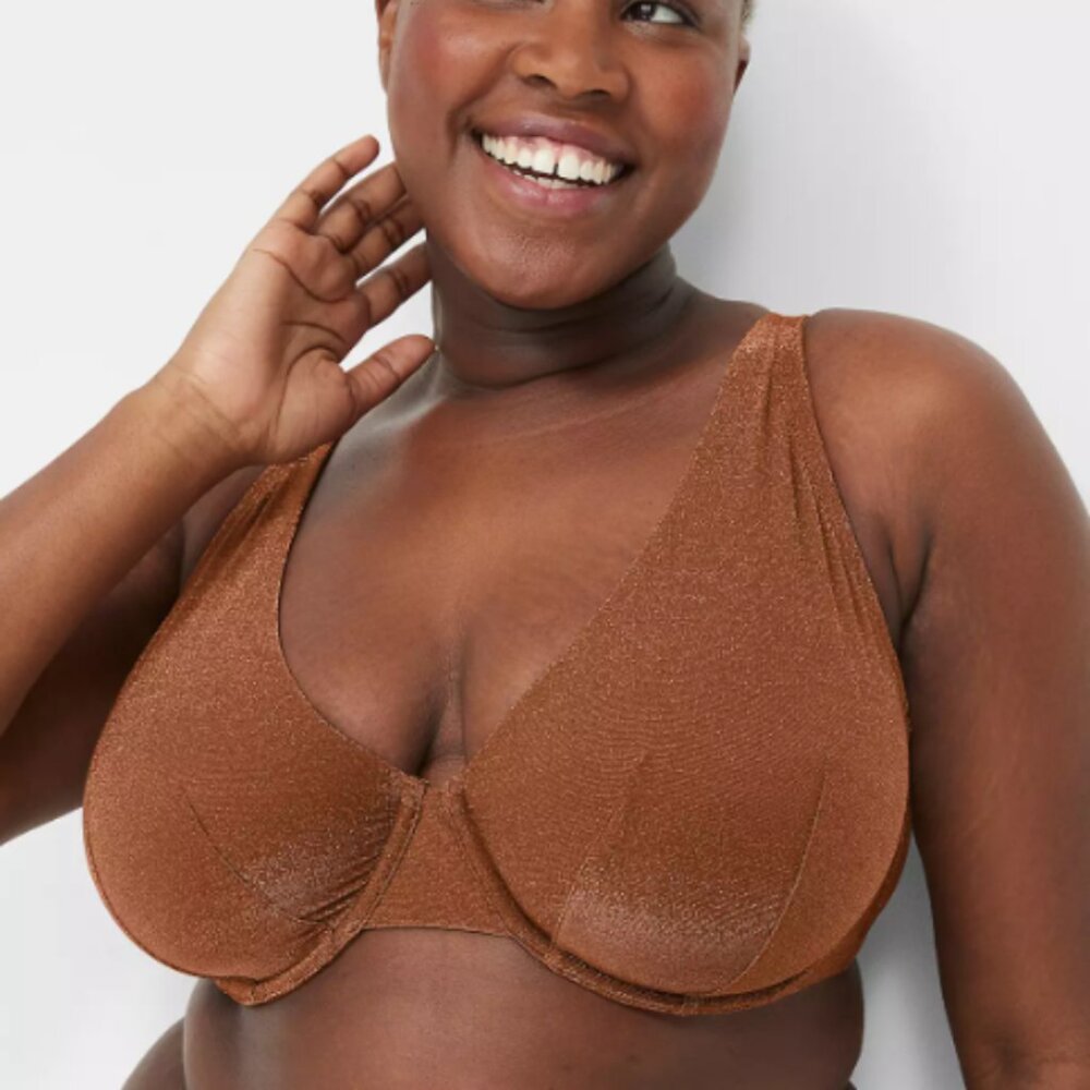Cacique Gold Glitter Full Coverage Bra 38 DDD